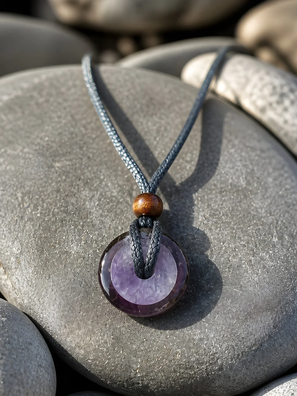 Amethyst Donut Pendant Necklace - Purple